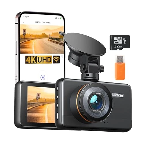 Offre limitée : iZEEKER 4K Dashcam WiFi, 2160P Frontale Caméra Voiture avec Carte SD 32G, Vision Nocturne WDR, Enregistrement d'urgence, Enregistrement en Boucle, Mode stationnement 24h/24, G-Capteur de 49.99 € à 49.99 € (0.00% de remise)