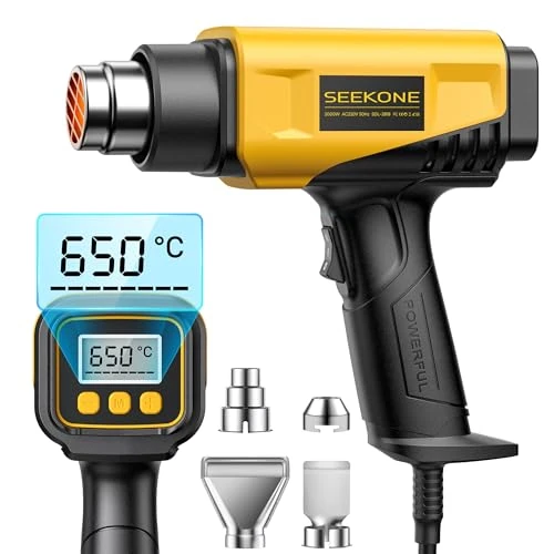 Limitiertes Angebot: SEEKONE 2000W Heißluftpistole mit LCD-Digitalanzeige, 50℃ - 650℃ Temperatur und Luftstrom einstellbar, mit Überlastschutz und ideal zum Basteln, Schrumpfen von PVC, Abbeizen von Farbe von 36.99 EUR auf 30.99 EUR (Spare 16%)