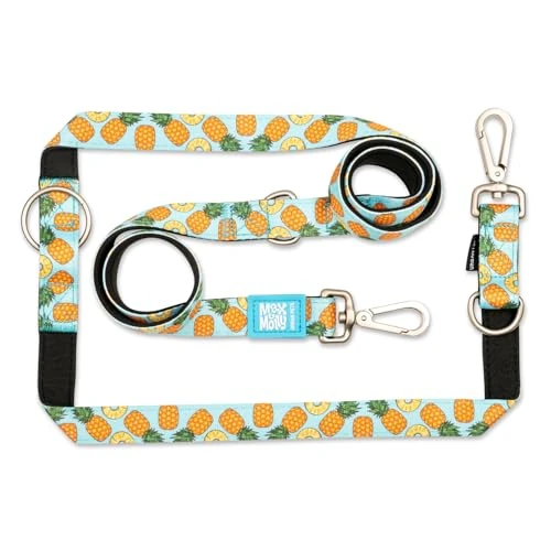 Max & Molly - Guinzaglio multifunzione per cani, 2 m, con 2 moschettoni, Sweet Pineapple/S, imbottito, sicuro e flessibile, comfort per il tuo fedele compagno