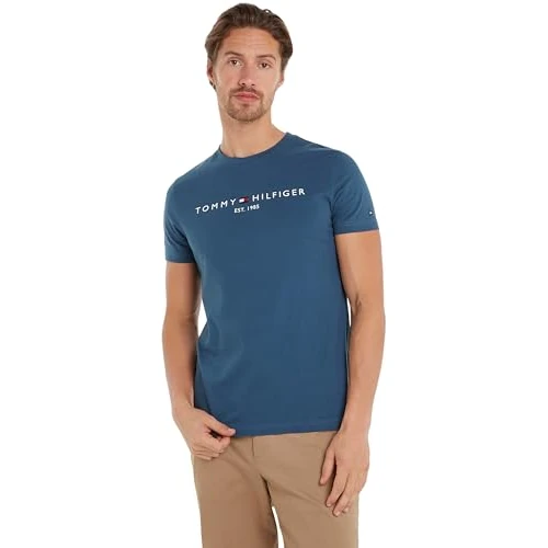 Offerta a tempo: Tommy Hilfiger T-Shirt Maniche Corte Uomo Slim Fit, Blu (Aegean Sea) — 16% da 49,90 € a 41,99 €