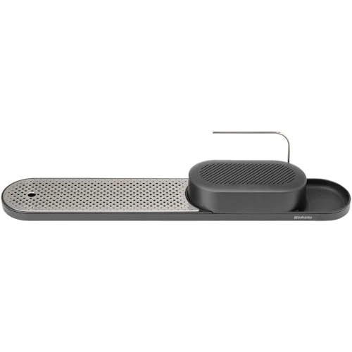 Brabantia - SinkStyle Spül-Organizer mit Abnehmbarer Edelstahltrockenablage und Abtropfschale - Elegante Aufbewahrungslösung für die Küche - Mineral Infinite Grau