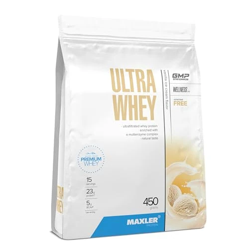 Limitiertes Angebot: Maxler Ultra Whey Protein - 23 g Protein pro Portion - Reines Whey Protein Pulver - Molkenprotein-Konzentrat, Molkenprotein-Isolat, Molkenprotein-Hydrolysat - Mit BCAA - Vanilleeis - 450g von 17.99 EUR auf 13.67 EUR (Spare 24%)