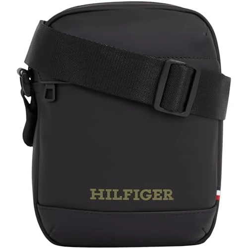 Tommy Hilfiger TH Monotype Pu Mini Reporter, czarny, jeden rozmiar, Czarny, One Size