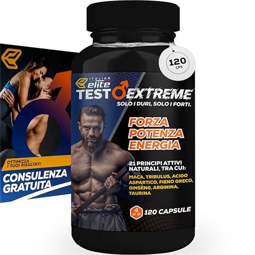 Italian Elite® Testo Extreme, Testosterone Booster for Men with Maca, Tribulus, Fenugreek, Zinc, Arginine & Ashwagandha – 120 Capsules, Herbal Supplement with Vitamins & Minerals
