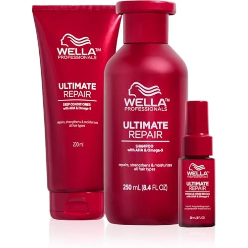 Offerta a tempo: Wella Professionals ULTIMATE REPAIR Shampoo Professionale 250ml, Conditioner Professionale Idratante 200ml e Miracle Hair Rescue Siero 30ml per Capelli Danneggiati - 85% da 59.39 € a 8.96 €