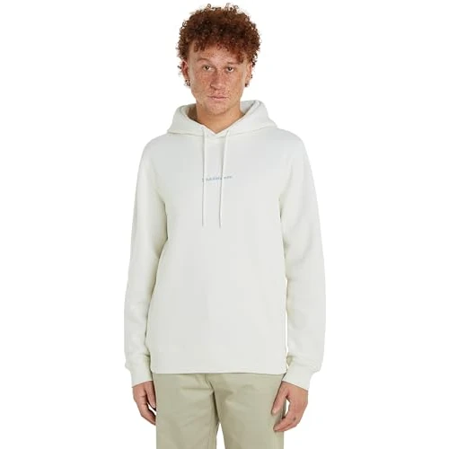 Calvin Klein Jeans Męska bluza z kapturem Monologo, kość słoniowa, XXS