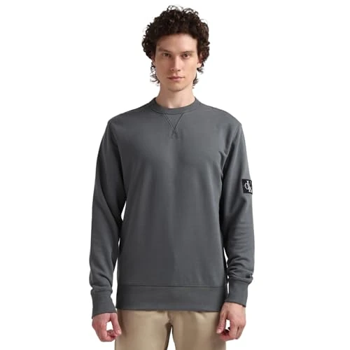 Offerta a tempo: Calvin Klein Jeans Felpa Uomo Badge Crew Neck Senza Cappuccio, Grigio (Endless Grey), XS - 40% da 89.90 € a 53.83 €