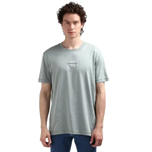 Oferta limitada: Calvin Klein Camiseta de Manga Corta Hombre Monologo Cuello Redondo, Gris (Slate Gray), XXS de 59.27 € a 23.99 € (ahorro 59.52%)