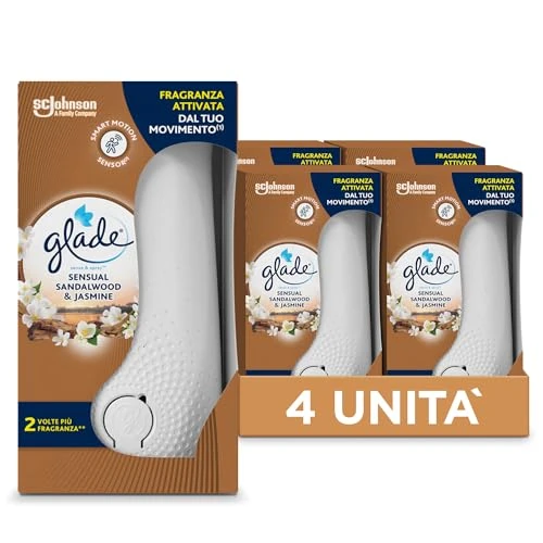 Tijdelijke aanbieding: Glade Sense & Spray Kamergeur met etherische oliën en intelligente bewegingssensor, jasmijn en Bali sandelhout, 4 diffusers en 4 navulverpakkingen, 8 AA-batterijen van 39.99 € naar 39.99 € (0.00% korting)
