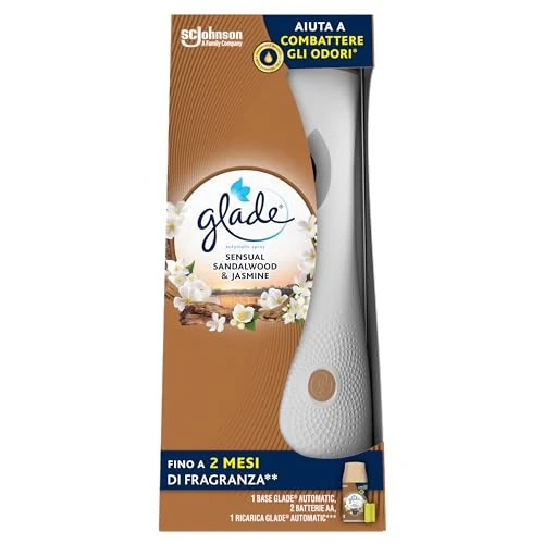 Glade Automatic Spray, Profumatore per Ambienti Base con Ricarica, Fragranza Sandalo di Bali e Gelsomino, Confezione da 1 Diffusore e 1 Ricarica 269 ml