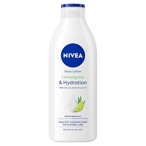 Offerta a tempo: NIVEA Crema Corpo Idratante Lemongrass 400 ml, Crema corpo profumata alla Citronella con Acido Ialuronico Puro e Siero Nutrimento Intenso, Body lotion nutriente 72h per pelle da normale a secca - 22% da 6.99 € a 5.46 €
