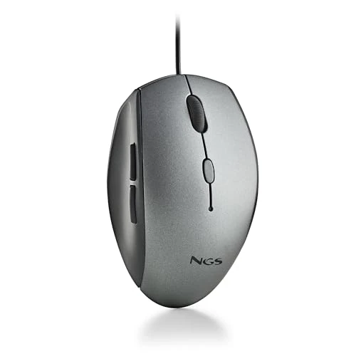 Limitiertes Angebot: NGS Moth Gray - Optische Maus mit USB-Kabel für Computer mit 5 Silent-Tasten und Scrollen, Ergonomische Maus, 800/1200/1600 DPI dimmbar, Grau von 5.99 EUR auf 5.99 EUR (Spare 0%)