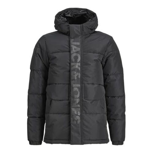 JACK&JONES JUNIOR Jcospeed Puffer Sn Mni Jas voor jongens, Zwart/Detail:Toon in Tone Logo Borst, 104