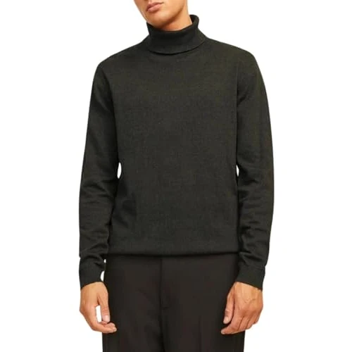 Limited-time offer: JACK & JONES Men's Jjebasic Knit Roll Neck Noos Knitted Jumper, Forest Night/Detail:Twisted W. Black, M from 25.00 GBP to 20.53 GBP (save 18%)