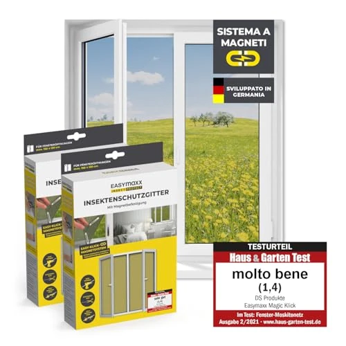 Offerta a tempo: EASYmaxx Zanzariera per finestre con Magic Click | Tagliata individualmente su misura per tutte le finestre fino a 150x130 cm | Facile installazione con 12 magneti - senza forare o avvitare [2 Pezzi] - 15% da 34.99 € a 29.69 €