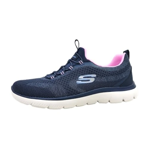 Limitiertes Angebot: Skechers Damen Summits New Nature, Marineblauer Strick, rosa Periwinkle-Besatz, 36 EU von 69.95 EUR auf 53.34 EUR (Spare 24%)