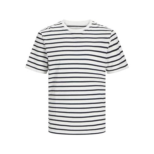 Tijdelijke aanbieding: JACK & JONES Jjeorganic Basic Tee Ss O-Neck Noos T-shirt voor heren, Cloud Dancer/Stripes: navy blazer, S van 12.58 € naar 12.58 € (0.00% korting)