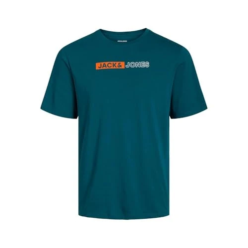 Offre limitee: Jack & Jones T-Shirt à col Rond avec Logo pour Homme, Bleu Sarcelle foncé/imprimé : Play 5, XS de 14.99 EUR a 12.90 EUR (economie 14%)