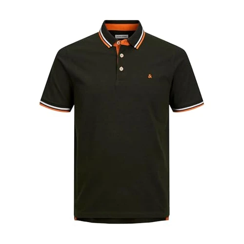 JACK & JONES Uomo Polo Aderente JJEPAULOS Tinta Unita Maglia Manica Corta Cotone piqué Taglie Forti, Colore:Verde, Size:3XL