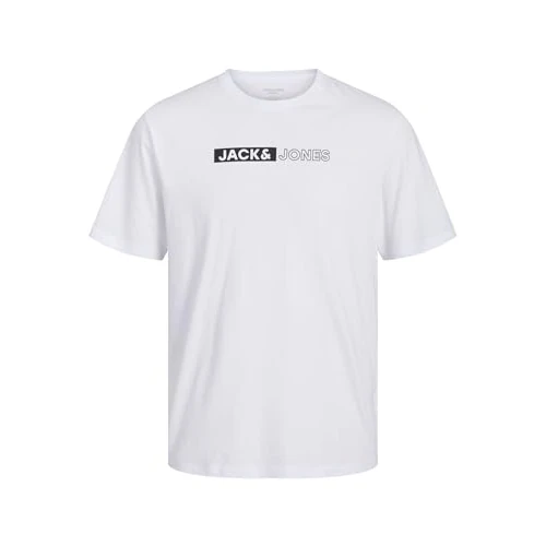 Jack & Jones T-Shirt à col Rond avec Logo pour Homme, Blanc/imprimé : Play 5, XS
