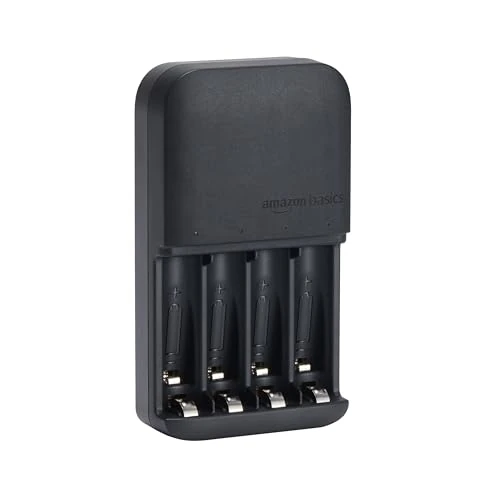 Offerta a tempo: Amazon Basics Caricabatterie per batterie ricaricabili Ni-MH AA e AAA - spina EU, 4 alloggiamenti, Nero - 17% da 15.18 € a 12.63 €