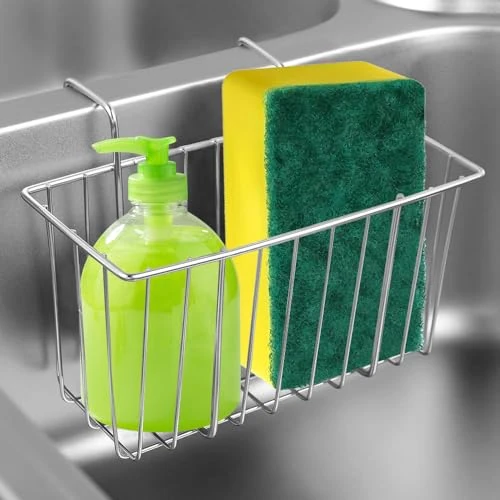 ADERTOS 304 Stainless Steel Sponge Holder Kitchen Sink Holder Kitchen Sink Holder Kitchen Sponge Holder Kitchen Dish Drainer Tray for Sink Stopper