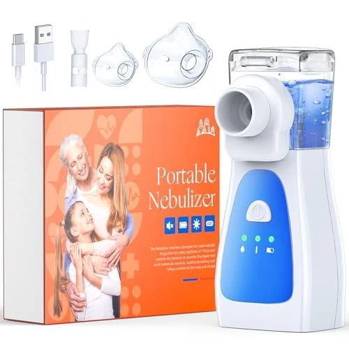 Tijdelijke aanbieding: Stille Draagbare Aerosol voor Volwassenen en Kinderen - Ultrasone Inhalatiebaby met Hoog Vermogen, Lange Batterijlevensduur, USB-C Oplaadbare Aerosol Verstuiver, 2 Maskers En Mondstuk van 29.99 EUR naar 23.99 EUR (korting 20%)