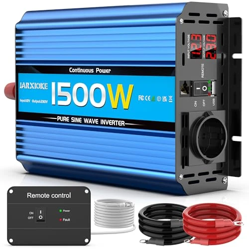 Offerta a tempo: 1500W/3000W Inverter 12v 220v Onda Pura Invertitore di Potenza 12v 220V/230V Trasformatore di Potenza Convertitore - Telecomando & USB & EU Presa per Auto Camper Barca - 0.00% da 149.99 € a 149.99 €