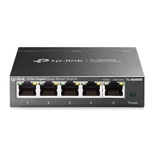 TP-Link TL-SG605E Easy Smart Managed Ethernet Switch 5 Ports RJ45 Gigabit, Easy Smart, Intelligent Management, L2 Features, Plug & Play, Durable Metal Case, VLAN, QoS