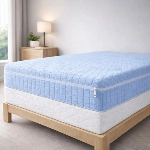 Limited offer: Degrees Home Teide - Mattress Cover - 105cm Mattress Protector - Zip Mattress Cover - Anti Mite Mattress Protector - 105cm Bed - Blue from 19.81 EUR to 19.81 EUR (save 0%)