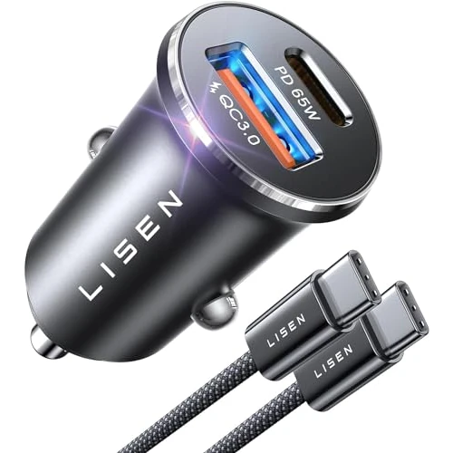 LISEN USB C Car Charger Adapter Fast Charge 95W [All Metal] Cigarette Lighter USB Charger Fast Charging PD65W Dual Port Car Phone Charger for iPhone 15 Pro Max Plus 14