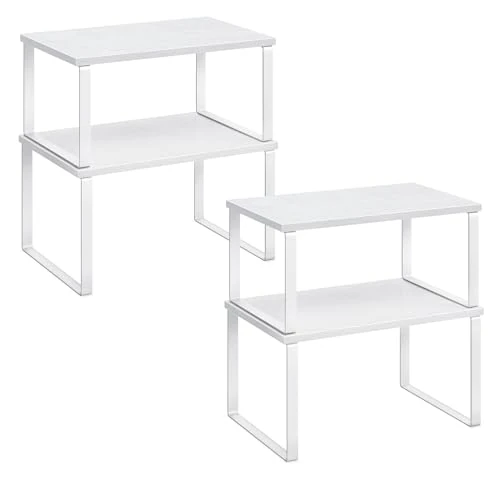Limited-time offer: SONGMICS Kitchen Cupboard Organisers, Set of 4 Counter Storage Shelves, Stackable, Expandable Spice Racks, Metal and Engineered Wood, Cloud White and Snow White KCS027W01 from 22.99 £ to 22.99 £ (save 0.00%)