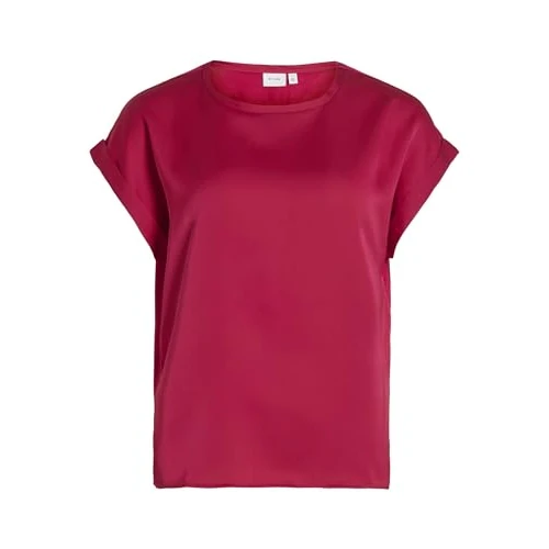Vila Noos 14059563 Women's Variety S/S Satin Top, Cerise, 16
