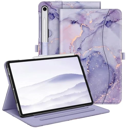 FINTIE Custodia per Samsung Galaxy Tab S10 Lite 2025 10.9"/S10 FE 10.9"/S9 FE 10.9"/S9 11" - Multi-angli Protettiva Case con Tasca Auto Sveglia/Sonno, Lilla Marble