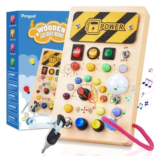 Limitiertes Angebot: Pmgud Montessori Busy Board Activity Board ab 1 Jahr Montessori Holzspielzeug mit 8 Schalter 15 LED Leuchten 6 Musik Sensorisches Lernspielzeug für Babys und Kleinkinder ab 1 Jahre, Q7-OA9N-YUGM von 19.99 EUR auf 19.99 EUR (Spare 0%)