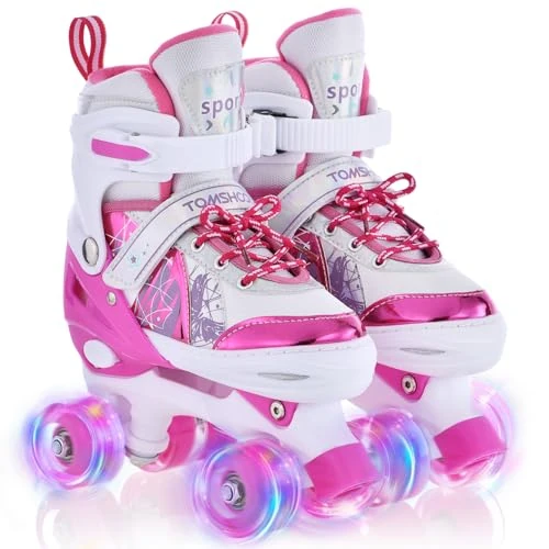 Limited offer: TOMSHOO Roller Skates for Girls Kids Child Beginners, 4 Size Adjustable Light up Wheels Fun Illuminating Skates for Boys Toddlers Patines para niñas from 59.99 EUR to 44.78 EUR (save 25%)