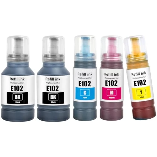 Limited-time offer: TOPRINT E102 Ink Bottles 5 Color Multipack Compatible for E102 Ink ET-2700 ET-2750 ET-2751 ET-2756 ET-2850 ET-2851 ET-2856 ET-3700 ET-3750 ET-3850 ET-4750 ET-4850 ET-4856 ET-15000 Printers from 15.99 GBP to 15.99 GBP (save 0%)