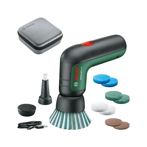Bosch - Set di spazzole elettriche universali per la pulizia del bagno, piastrelle, fornelli da cucina, padelle, pentole e altro; 8 accessori per la pulizia inclusi; batteria integrata da 3,6 V, cavo