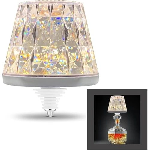 REV LAMPRUSCO CRISTAL - Lampada da tavolo a LED, senza fili, 130 lm, 1,6 W, 2500 mAh, luce per bottiglia dimmerabile, luce bianca calda, lampada da tavolo touch per interni ed esterni, IP54