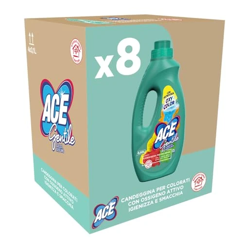 Offerta a tempo: ACE Gentile Candeggina Delicata, Confezione da 8 Flaconi x 0,95 Litri — 5% da 15,92 € a 15,12 €