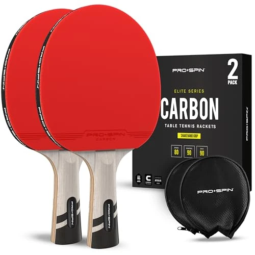 Offerta a tempo: PRO SPIN Racchetta Ping Pong in Fibra di Carbonio - 7 strati, Gomma Offensiva, Spugna 2 mm e Custodia - Confezione da 2 - Dai il Massimo con la Racchetta Ping Pong Serie Élite in Carbonio - 30% da 54.99 € a 38.49 €
