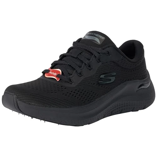 Limited-time offer: Skechers Women's Arch Fit 2.0 Big League Sneaker, Black Mesh/Gunmetal Trim, 8 UK Wide from 79.72 £ to 61.99 £ (save 22.24%)