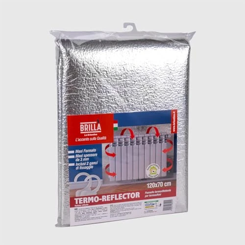 Offerta a tempo: La Briantina Pannello Termoriflettente con Ganci per Caloriferi, Polietilene e Alluminio, 120x70 cm Spessore 3 mm - 0.00% da 11.34 € a 11.34 €
