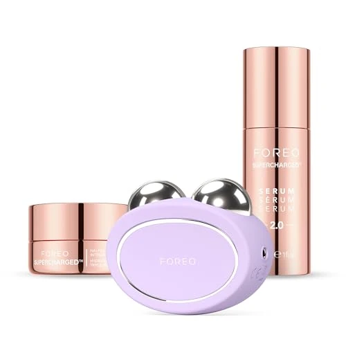 FOREO Total Facelift Set - BEAR 2 Mikrostrom-Gesichtsmassagegerät + SUPERCHARGED SERUM 2.0 30 ml + SUPERCHARGED HA+PGA Intensive Feuchtigkeitspflege mit 3X Wirkung 50 ml - Anti-Aging - Hautpflege
