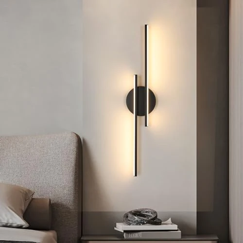 Offerta a tempo: Riserva Applique da Parete Interno, 24W Lampada Moderno, Lungo LED Lampada a Muro Nero, Lampada da Parete per Camera da letto, Scale, Corridoio, Soggiorno, 3000K Bianca Calda - 0.00% da 28.99 € a 28.99 €