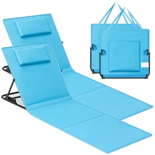 Offre limitée : SONGMICS Chaises Longues, Transats de Plage, avec Appui-tête, Dossier Inclinable, Portables, avec Bandoulières, pour Camping, Piscine, 158 x 55 cm, Lot de 2, Bleu Ciel GCB251Q01 de 46.99 € à 46.99 € (0.00% de remise)