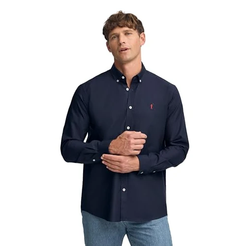 Offre limitée : Polo Club Chemise Oxford à Manches Longues Bleu Marine 100% Coton pour Hommes - Regular Fit de 54.90 € à 44.90 € (18% de remise)