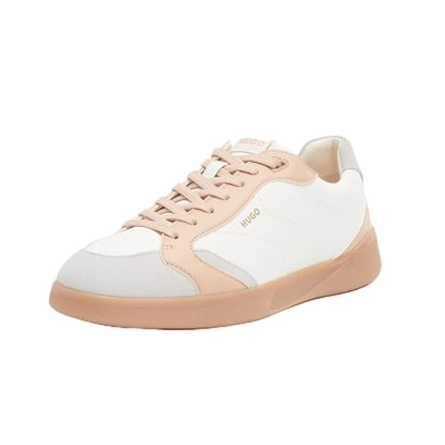 HUGO Women's Riven_Tenn_grpusd Sneaker, Open Beige, 10 UK