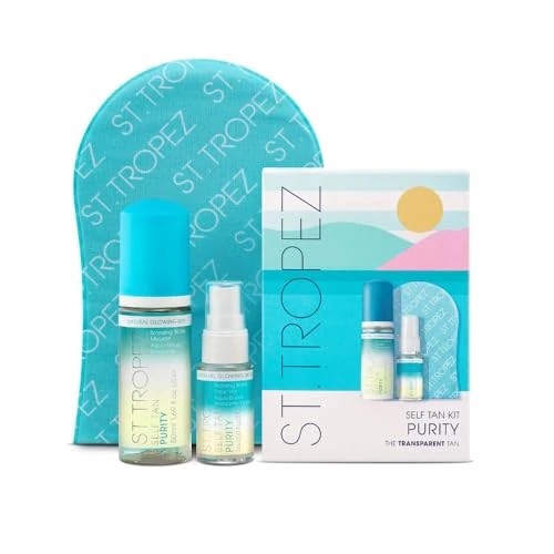 Limited offer: St.Tropez Purity Mini Kit: Self Tan Purity Bronzing Water Tanning Mousse and Self Tan Purity Bronzing Water Face Mist with Tanning Mitt, Tropical Scent, Vegan from 25.00 USD to 25.00 USD (save 0%)
