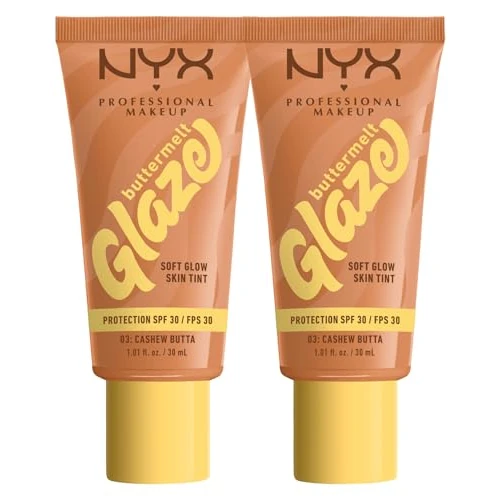 Offerta a tempo: NYX Professional Makeup Buttermelt Glaze Fondotinta Illuminante 03 Cashew Butta SPF 30 Coprenza Modulabile Incarnato Uniforme Luminoso Tenuta 12H Effetto Naturale - 2 Flaconi da 30ml - 6% da 32.53 € a 30.69 €